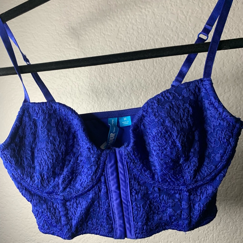 Blue Crop Top Flower Top